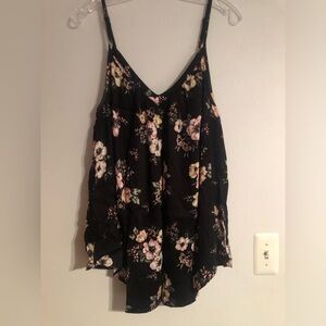 Torrid Black and Pink Asymmetrical Floral Camisole